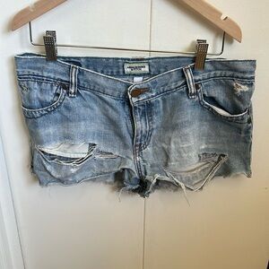 A&F distressed low rise denim shorts